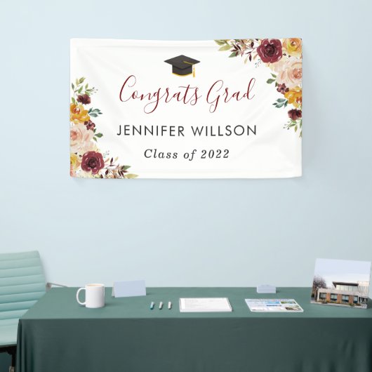 Burgundy Floral Congrats Afstudeerder Graduation P Spandoek (Beurs)