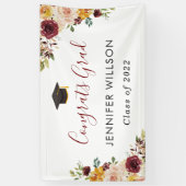 Burgundy Floral Congrats Afstudeerder Graduation P Spandoek (Verticaal)