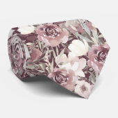 Burgundy Floral Cottage Garden Stropdas (Opgerold)