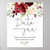 Burgundy floral date-ideeën. Datum jar bridal Poster (Voorkant)