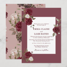 Burgundy Floral Deep Wine Old Money Wedding