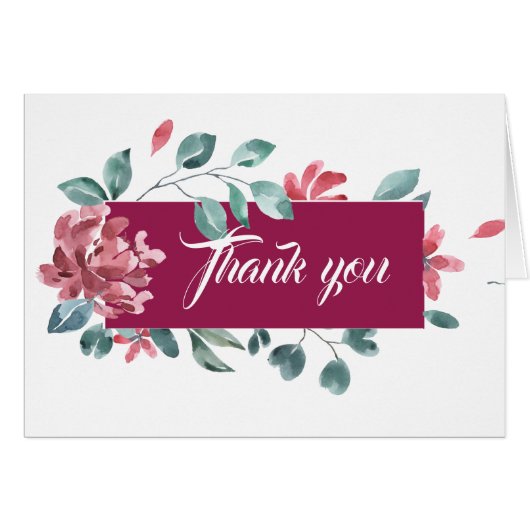 Burgundy Floral Design - Hartelijk dank (Voorkant Horizontaal)