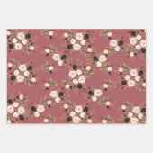 Burgundy Floral Design Inpakpapier Vel (Voorkant 2)