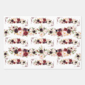 Burgundy Floral Design Inpakpapier Vel (Voorkant)