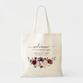 Burgundy Floral Destination Wedding Welcome Tote Bag (Voorkant)