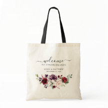 Burgundy Floral Destination Wedding Welcome