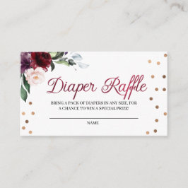 Burgundy Floral Diaper Raffle Enclosure Card Informatiekaartje