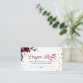 Burgundy Floral Diaper Raffle Enclosure Card Informatiekaartje (Staand voorkant)