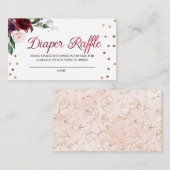 Burgundy Floral Diaper Raffle Enclosure Card Informatiekaartje (Voorkant / Achterkant)