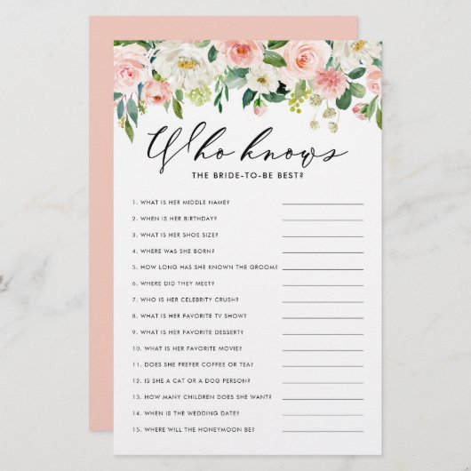 Burgundy Floral die Bride het beste spel kent (Voorkant / Achterkant)