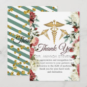 Burgundy Floral Doctor Hartelijk dank Bedankkaart (Voorkant / Achterkant)