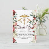 Burgundy Floral Doctor Hartelijk dank Bedankkaart (Staand voorkant)