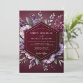 Burgundy Floral Dream Wedding Kaart (Staand voorkant)