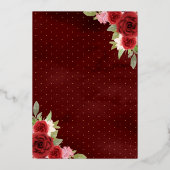 Burgundy Floral Dress Butterfly Quinceanera Gold Folie Uitnodiging (Achterkant)