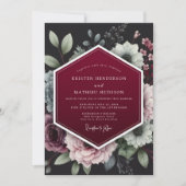 Burgundy Floral Dusk Wedding Kaart (Voorkant)