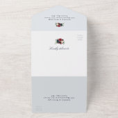 burgundy floral dusty blue bruiloft all in one uitnodiging (Buitenkant)