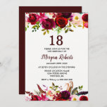 Burgundy Floral Elegant 18th Birthday Party Invite Kaart<br><div class="desc">Burgundy Floral Elegant 18th Birthday Party Invite Zie passend collectie in Niche en Nest Store</div>