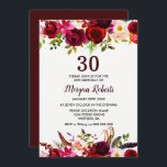 Burgundy Floral Elegant 30th Birthday Party Invite Kaart<br><div class="desc">Burgundy Floral Elegant 30th Birthday Party Invite Zie passend collectie in Niche en Nest Store</div>