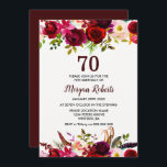 Burgundy Floral Elegant 70th Birthday Party Invite Kaart<br><div class="desc">Burgundy Floral Elegant 70th Birthday Party Invite Zie passend collectie in Niche en Nest Store</div>