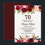 Burgundy Floral Elegant 70th Birthday Party Invite Kaart<br><div class="desc">Burgundy Floral Elegant 70th Birthday Party Invite Zie passend collectie in Niche en Nest Store</div>