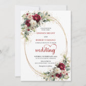 Burgundy Floral Elegant Boho Wedding Invitation Kaart (Voorkant)