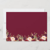 Burgundy Floral Elegant Monogram Bridal Brunch Kaart (Achterkant)