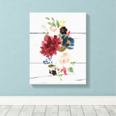 Burgundy Floral Elegant Rustic Canvas Afdruk (Insitu (Houten vloer))