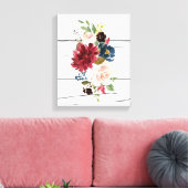 Burgundy Floral Elegant Rustic Canvas Afdruk (Insitu (Woonkamer))