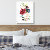 Burgundy Floral Elegant Rustic Canvas Afdruk (Insitu (Slaapkamer))