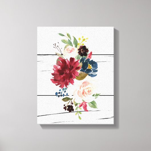 Burgundy Floral Elegant Rustic Canvas Afdruk (Voorkant)