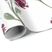 Burgundy Floral Elegant Rustic Simple Wedding Cadeaupapier (Rol Hoek)