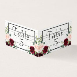 Burgundy Floral Elegant Rustic Table Numbers Kaart