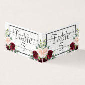 Burgundy Floral Elegant Rustic Table Numbers Kaart (Buitenkant)