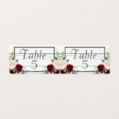Burgundy Floral Elegant Rustic Table Numbers Kaart (Buitenkant ongevouwen)