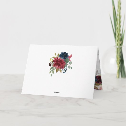 Burgundy Floral Elegant Rustic Waterverf Birthday Kaart (Achterkant)