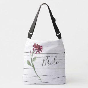 Burgundy Floral Elegant Rustic Waterverf Bride Crossbody Tas