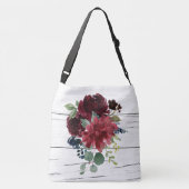 Burgundy Floral Elegant Rustic Waterverf Crossbody Tas (Achterkant)