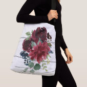 Burgundy Floral Elegant Rustic Waterverf Crossbody Tas (Dichtbij)