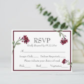 Burgundy Floral Elegant Rustic Waterverf RSVP (Staand voorkant)