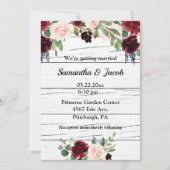 Burgundy Floral Elegant Rustic Wedding Kaart (Voorkant)
