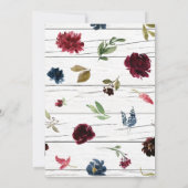 Burgundy Floral Elegant Rustic Wedding Kaart (Achterkant)