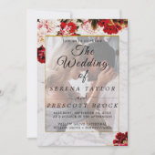 Burgundy Floral Elegant Vellum Wedding Invitation Kaart (Voorkant)