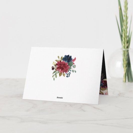 Burgundy Floral Elegant Waterverf Birthday Kaart (Achterkant)