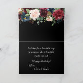 Burgundy Floral Elegant  Waterverf Birthday Kaart (Binnen)