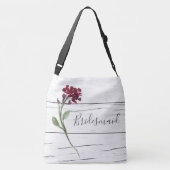 Burgundy Floral Elegant Waterverf Bridesmaid Crossbody Tas (Achterkant)