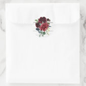 Burgundy Floral Elegant Waterverf Rustic Ronde Sticker (Tas)