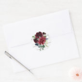 Burgundy Floral Elegant Waterverf Rustic Ronde Sticker (Envelop)
