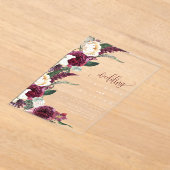 Burgundy Floral Elegant Wedding Acryl Uitnodigingen (Laagn)