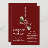 Burgundy Floral Elegant Wedding Invitation Kaart (Voorkant / Achterkant)