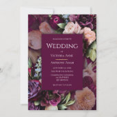 Burgundy Floral Elegant Wedding Kaart (Voorkant)